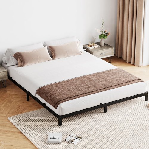 GAOMON 8 Inch Queen Bed Frame, Low Profile Queen Metal Platform Bed Frame Support Mattress Foundation, Noise Free, Easy Assembly, Black