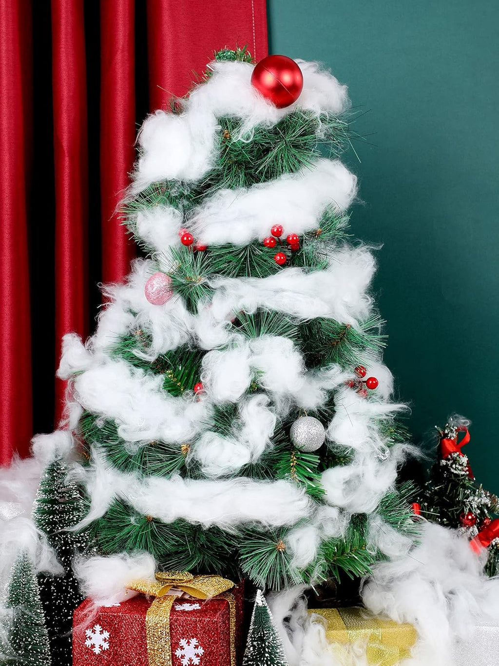 Riakrum Fake Snow | Fluffy Artificial Snow Cotton for Winter Decor - 60g Indoor Christmas Decoration