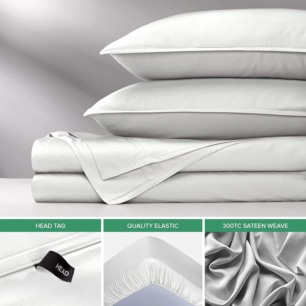 Pure Bamboo Split King Sheets - 100% Organic Viscose Bed Sheet Set, Soft & Cooling, White
