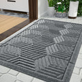 Yimobra Large Door Mat - All-Season Waterproof Outdoor Mat with Drainage Holes | 36x24, Heavy Duty Non-Slip for Entryway, Black Gray