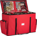 ZOBER Christmas Ornament Storage Box - Easy Access Removable Trays for 73 Ornaments - Red