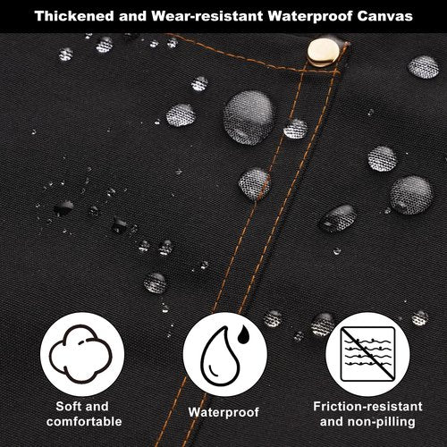 YAKOTAKI Chef Aprons for Women Men with Pockets(Functional and Large), Oil-Repellent & Water-Resistant Heavy-Duty Black Canvas with Adjustable Straps, Full-Coverage Protection for Cooking, Kitchen