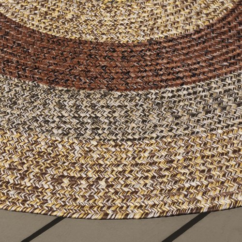 SAFAVIEH Washable Rug Outdoor Braided Collection - 3' x 5' Oval, Brown & Gold, Handmade & Reversible, Non-Shedding & Easy to Clean, Ideal for Patio, Backyard, Mudroom (BRD318T)