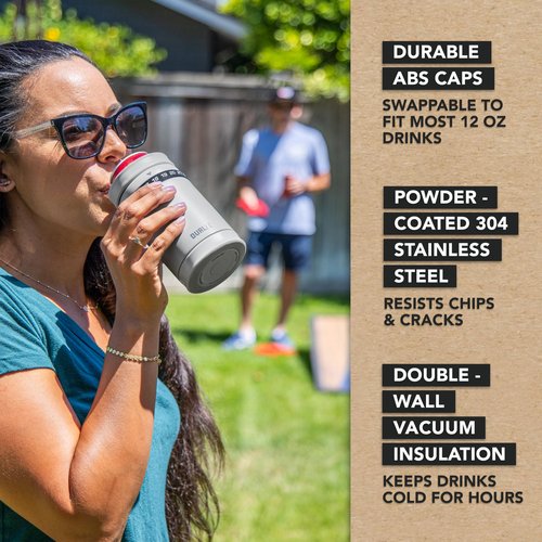 DUALIE Tracker Drink Cooler - Game Score Counter and 3 in 1 Insulated Can Cooler - Universal Size for 12 oz Cans, Slim Cans, and Bottles - Fog Gray