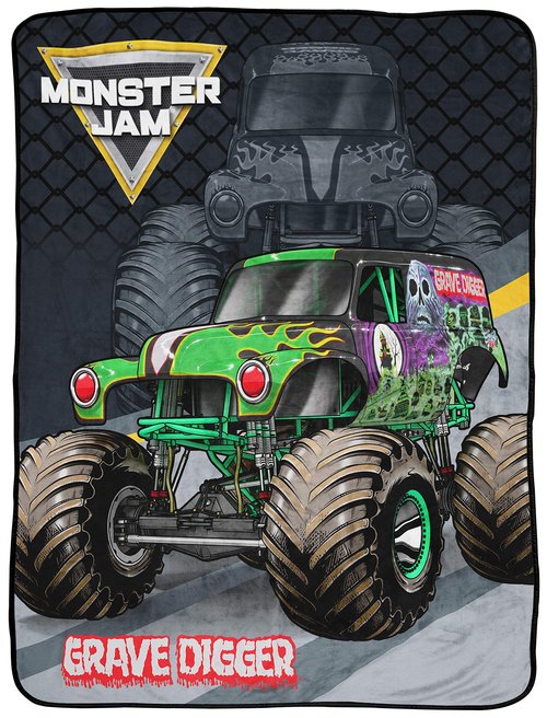 Jay Franco Plush Throw Blanket – 46" x 60" Inches Kids Hero Soft & Cozy Fleece Throw for Bedroom & Couch Décor, Official Licensed Product, Multi - Monster Jam