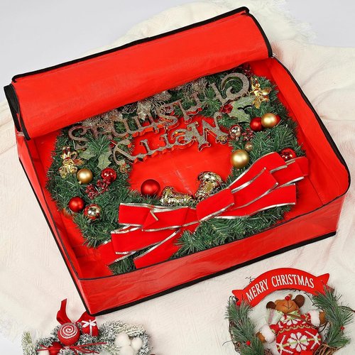 HOMEST Wreath Storage Organizer - Durable Zipper Bag with Reinforced Handles | 30" Dust & Pest Protection