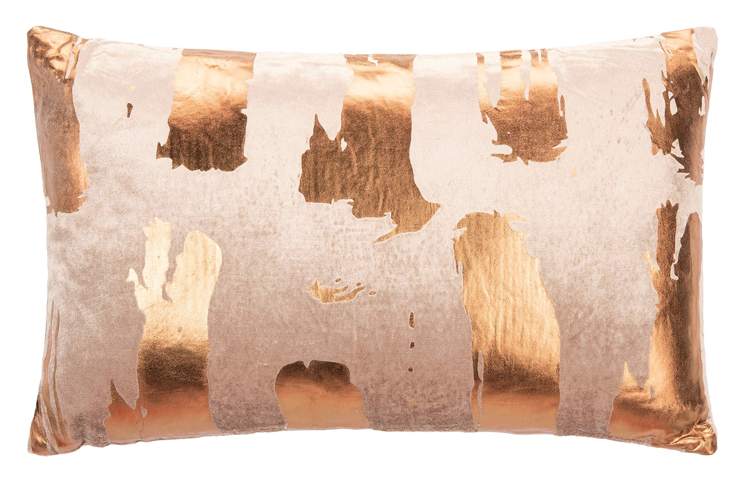 SAFAVIEH Home Collection Hannia Abstract Brown and Bronze Foil 18 x 18-inch Decorative Throw Pillow, 19"x19"