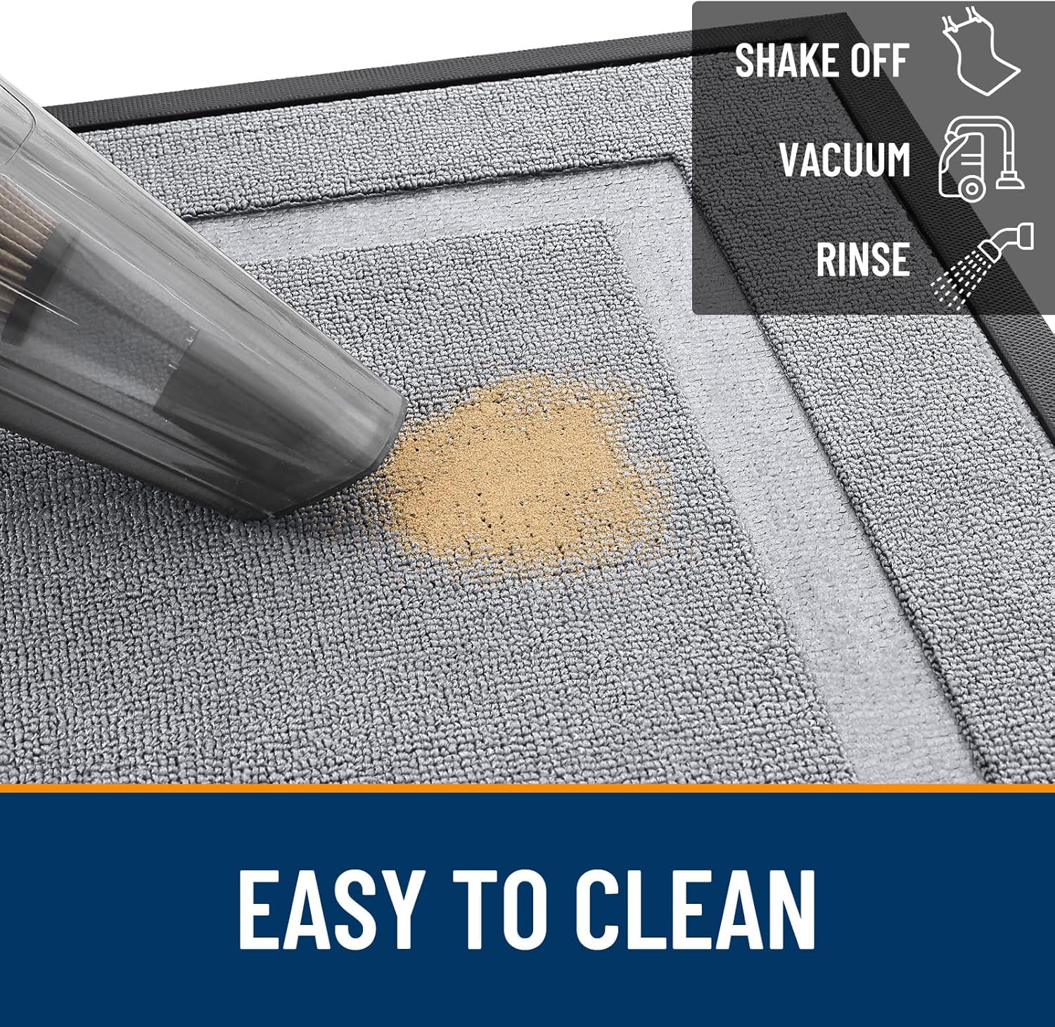 OLANLY Waterproof Front Door Mat - All-Season Indoor/Outdoor Doormat | Sturdy Natural Rubber, 29.5x17, Silver Gray