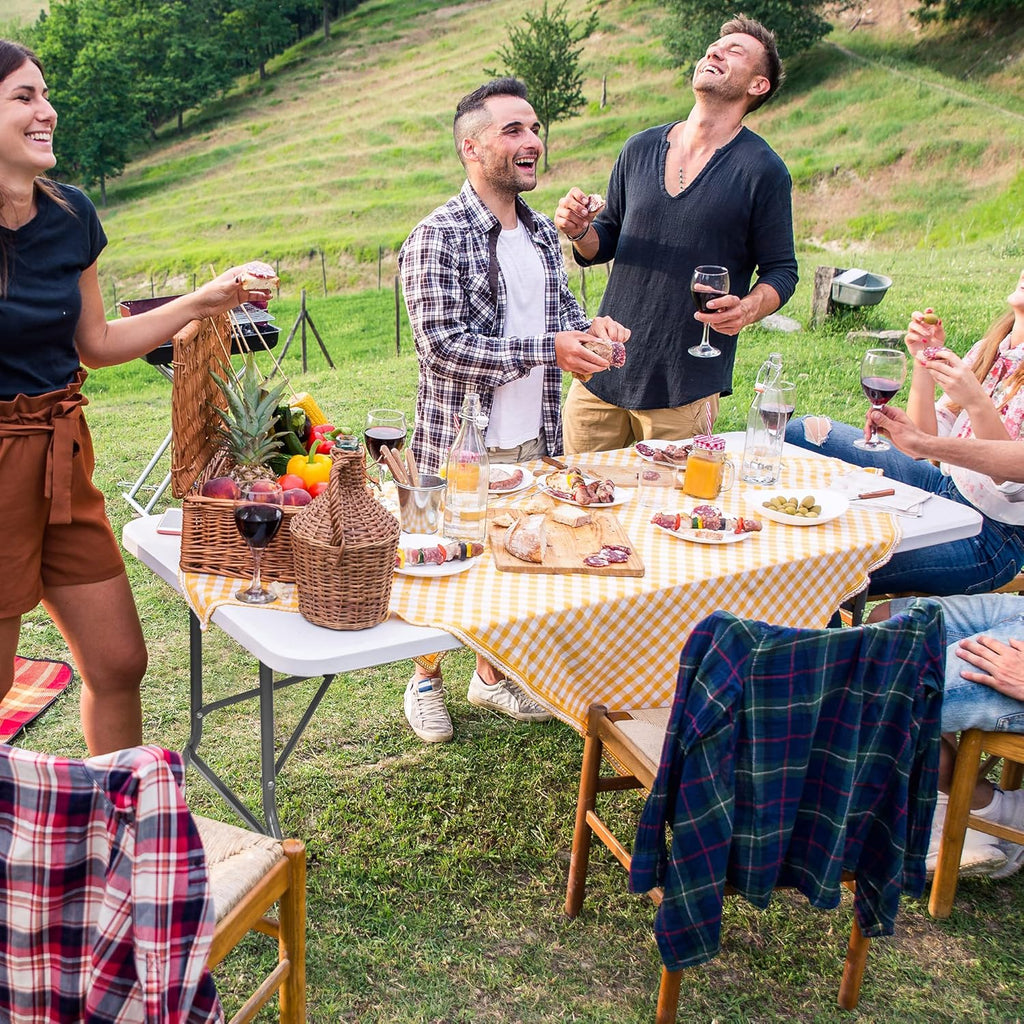 Super Deal 6FT Folding Table - Portable Heavy-Duty Plastic Dining & Picnic Table with Carrying Handle