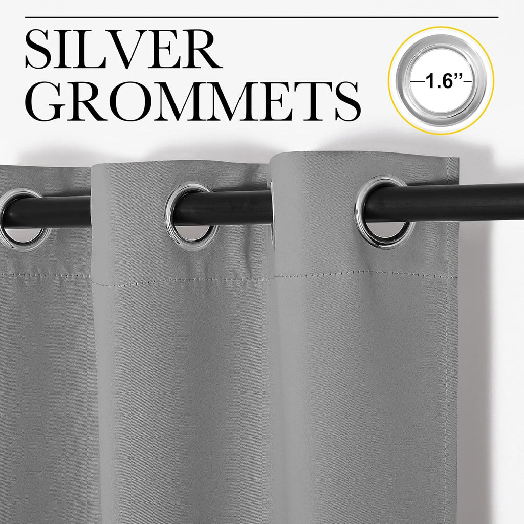 NICETOWN Silver Grey Blackout Curtain Panels - Thermal Insulated Grommet Top Drapes (2 Panels, W29 x L45)