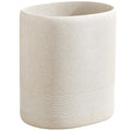 WUUAHOME Trash Can, 1.6 Gallon Small Bathroom Trash Can, Simple Oval Stone Look Garbage Bin, Decorative Waste Basket for Kitchen Office, Home Decor, Bedroom, Living Room (Beige)