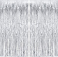 GREATRIL Silver Streamers Metallic Party Backdrop - Foil Fringe Tinsel Curtain for Events | 8.2ft x 3.2ft - Pack of 2