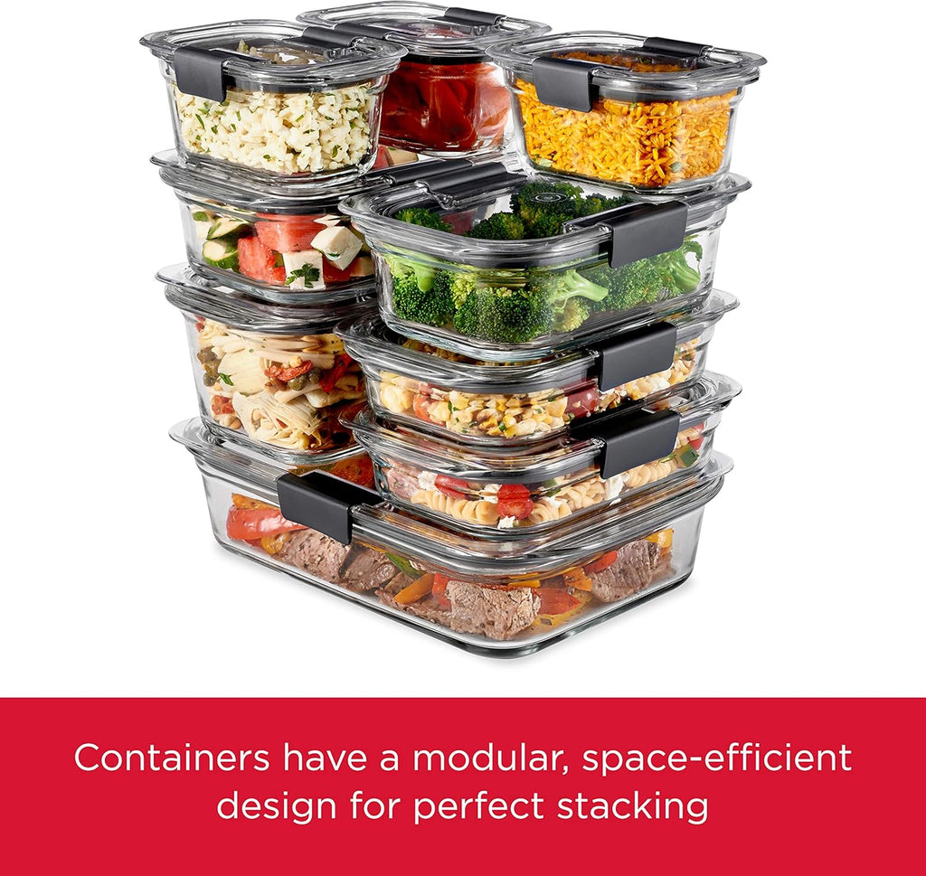 Rubbermaid Brilliance Glass Food Storage Containers - 3.2 Cup | Set of 4, BPA-Free & Leak-Proof
