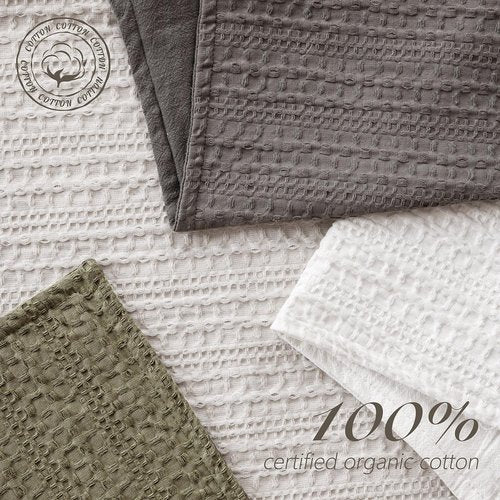 Foindtower Set of 2 Decorative Cotton Waffle Weave Throw Pillow Covers Euro Shams Cushion Covers Accent European Pillowcase for Bed Couch Sofa Bedroom Living Room Home Decor 20×20 Inch Oatmeal