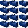 Cosy Family Heavy Duty Moving Bags - 12 Pack with Backpack Straps & Strong Zippers | X-Large Blue Storage Totes