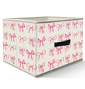 Nogrit Coquette Pink Bow Storage Bins Box, Toybox for Girls, Preppy Pink Foldable Baskets Organizer Container with Handles for Girls Bedroom Dorm Bathroom Clothes Toys Books
