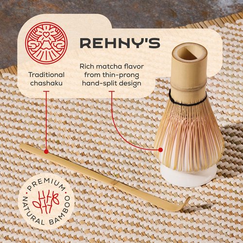 Rehny’s Matcha Whisk Set|Complete Pink Matcha Set w/Heart-Shaped Bowl, Bamboo Whisk, Holder, Stainless Steel Sifter, Bamboo Scoop|Cute Gift Present Macha Kit Handmade Bowl |Macha Powder Tea Kit