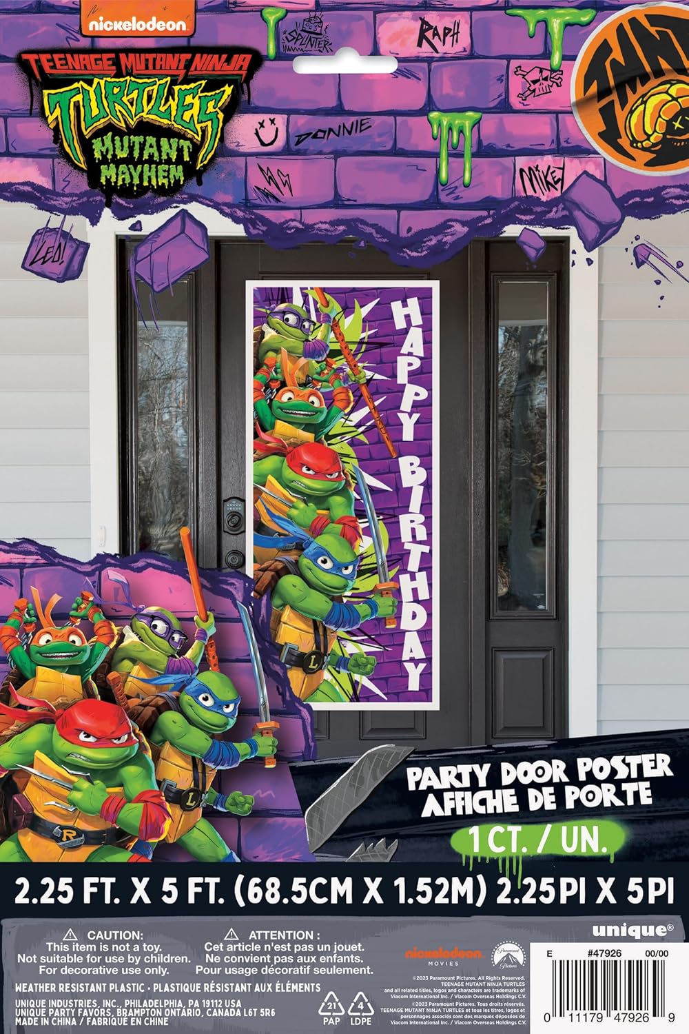 Teenage Mutant Ninja Turtles Birthday Door Poster - Eye-Catching 27" x 60" Party Decoration