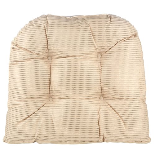 Klear Vu Saturn Non-Slip Seat Cushion, Assembled in The USA, Button-Tufted Pillow for Dining, Office, or Rocking Chair, Durable Fabric Cover, 18" x 20" x 3", Set of 2, Natural