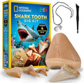 National Geographic Shark Tooth Dig Kit - Excavate Ancient Shark Fossils & Create a Necklace | STEM Activity for Kids Ages 6-8
