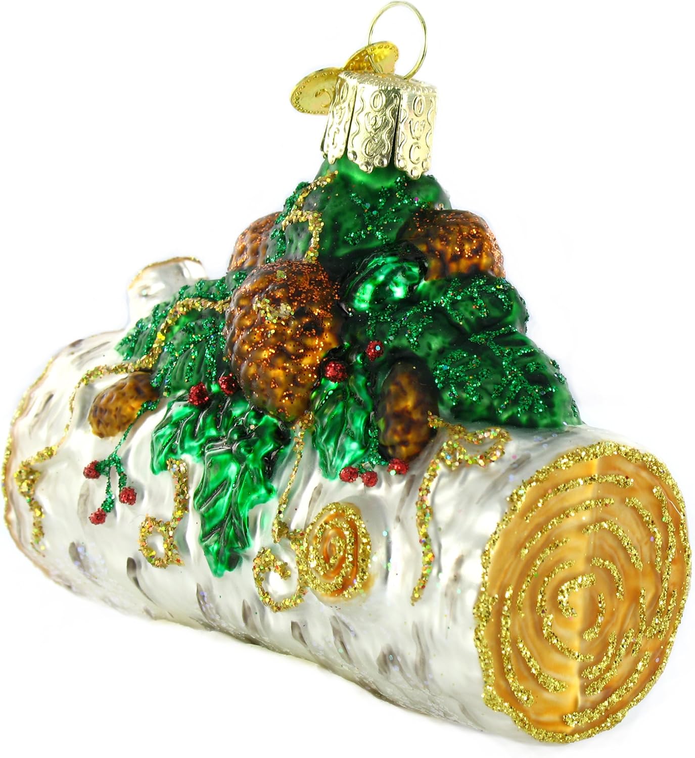 Old World Christmas Yule Log Glass Blown Ornament - Handcrafted Holiday Decoration for Trees