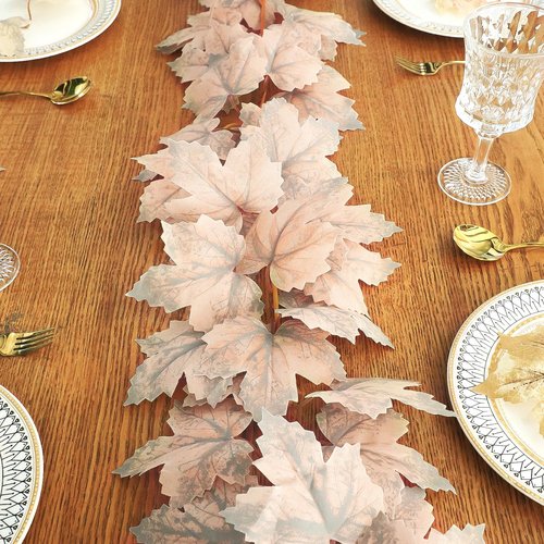 2 Pack 6 Ft Thanksgiving Decorations Fall Garland Maples Leaves Garlands Artificial Autumn Foliage Garlands Thanksgiving Garland for Home Farmhouse Porch Wedding Table Mantle Fireplace Party Christmas