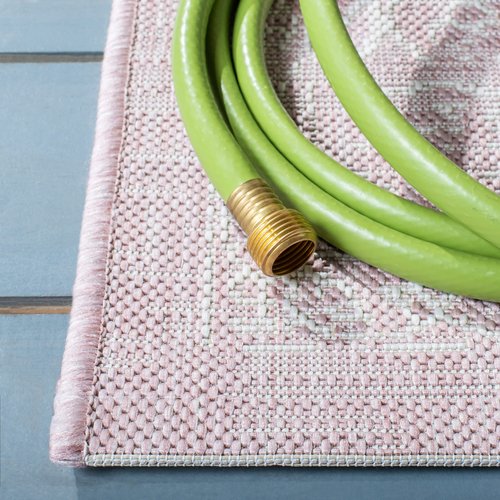 SAFAVIEH Courtyard Collection 4' x 5'7" Soft Pink/Ivory CY8680 Indoor/ Outside Waterproof Easy cleansingPatio Backyard Mudroom Area Mat