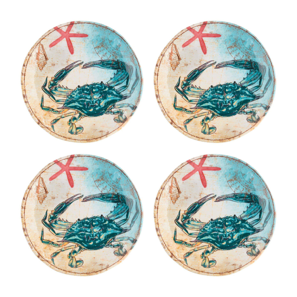 Supreme Housewares 16-Piece Melamine Dinnerware Set, Includes Dinner Plates, Salad Plates, Dessert Plates, Bowls, Service for 4. (Crab)