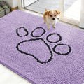 OLANLY Dog Door Mat - Absorbent Non-Slip Muddy Paws Design | 48x30 Lavender Chenille Doormat