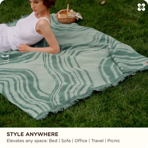 Bedsure 100% Cotton Throw Blanket for Couch - Luxury Aesthetic Woven Textured Blanket Gifts for Women, Cozy and Soft for All Seasons, Home Decor Boho Throw for Sofa, Chair, Sage Green, 50x60 Inches