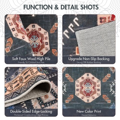 SIPIHA Boho Kitchen Rugs Sets 4 Piece with Runner Floral Kitchen Floor Mat Carpet Farmhouse Kitchen Rugs and Mats Non Skid Washable Runner Rug for Kitchen Floor Sink