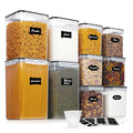 Vtopmart 10 PCS Flour and Sugar Storage Container, Large Airtight Food Canisters with Lids for Kitchen, Pantry Organization, BPA Free, Black