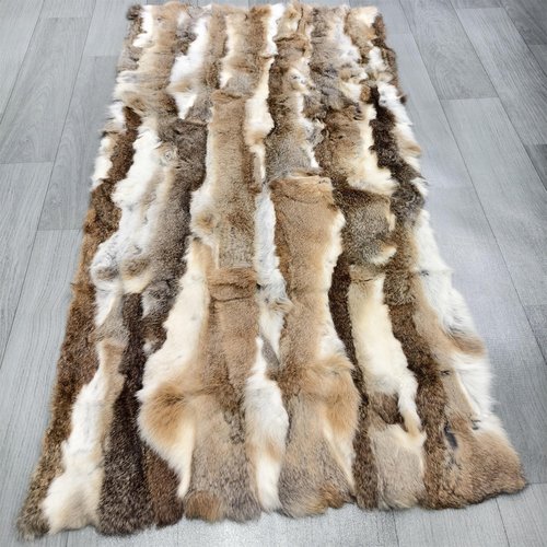 Natural Rabbit Fur Sofa Bed Throw Blanket,Rug,Rabbit Pelt Skin Fur Blankets/Plates Furry Soft Warm Lush Throw Home Decoration Reprocessed DIY Materials (21.65" x 43.3" Tan)
