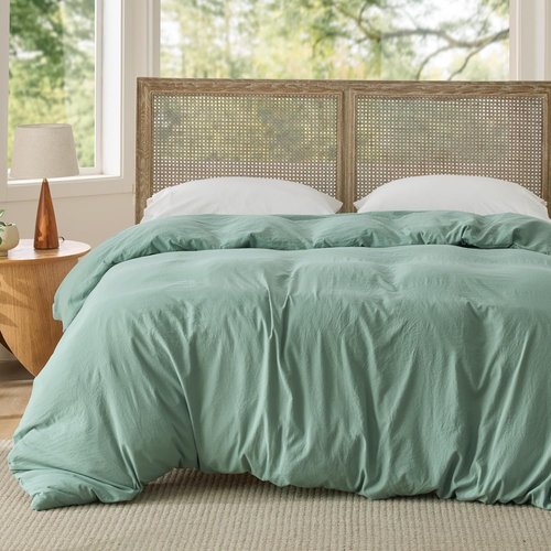 Bedsure Sage Green Duvet Cover | Extra Soft Prewashed Cotton-Like Polyester | Queen Size 90x90 Inches with Zipper Closure