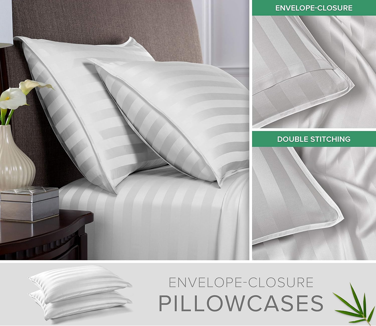 Pure Bamboo California King Sheets - 100% Organic Viscose Bed Sheet Set, Soft & Cooling, Jacquard White