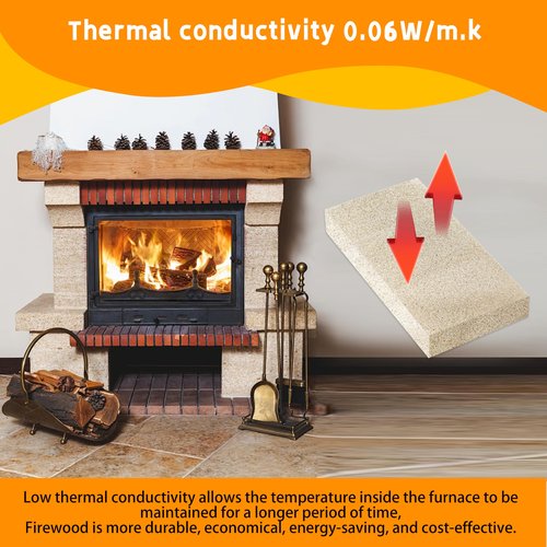 BoldWay Firebricks,Fire Bricks for Wood Stove,High Temperature Resistant Vermiculite Bricks(2700F),Cuttable and Drillable,Ideal for Wood Stoves and Fireplaces,Size 9" x 4-1/2" x 3/4", 6 Pack