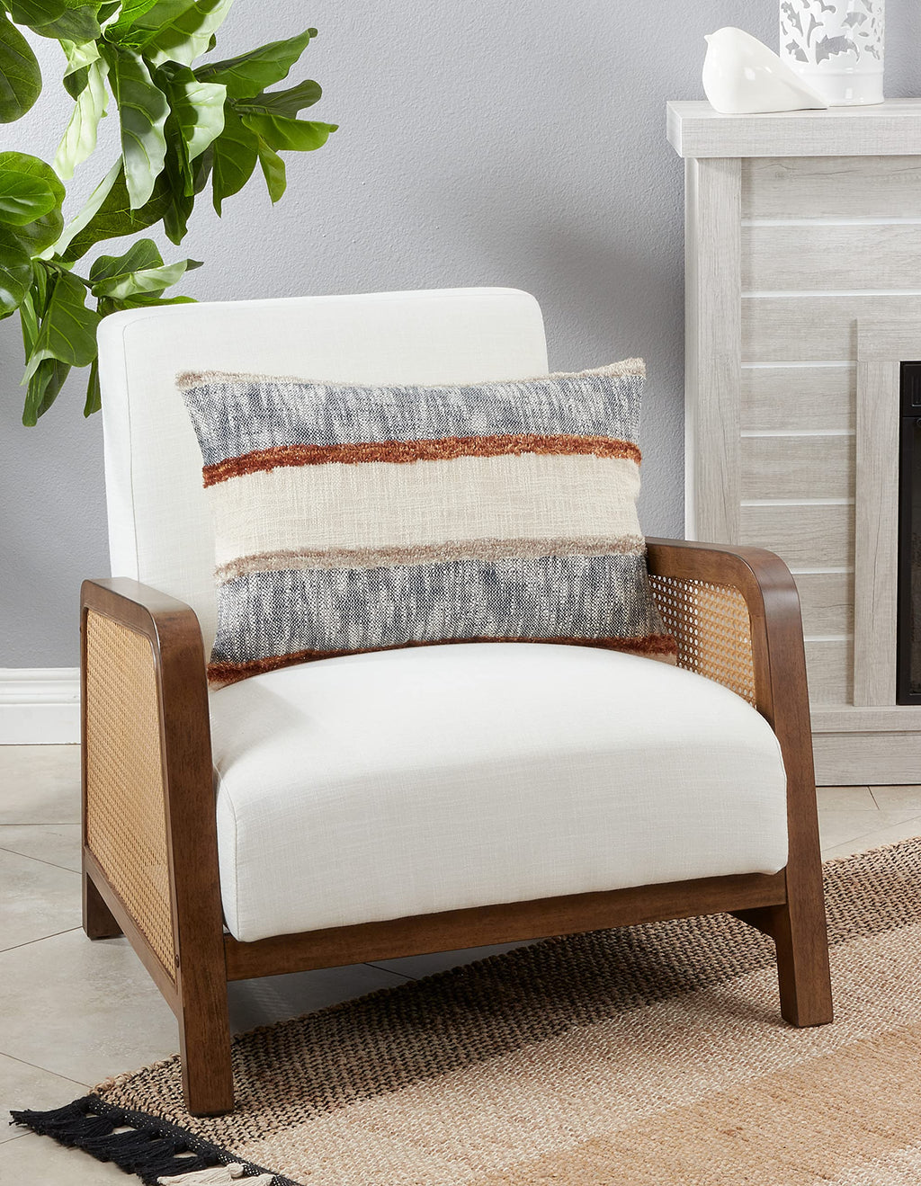 SARO LIFESTYLE Gerard Collection Horizontal Striped Design Pillow Cover, 16"x24", Multi