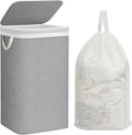 Storage Maniac Metal Frame Laundry Hamper - 90L Tall Basket with Lid & Removable Bag | Gray