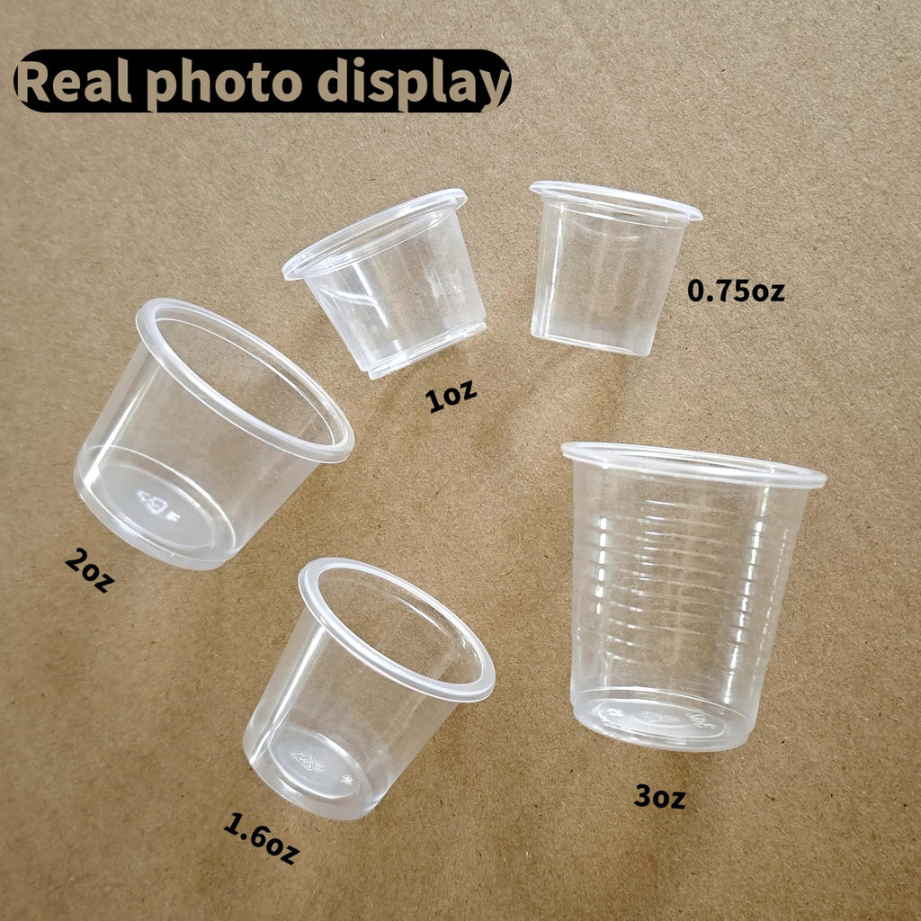 Cynohesta Tiny Disposable Small Plastic Cups Mini Communion Jello Sample Tasting Little Shot Glasses Clear Cup 1 1.5 2 3 oz (500, 1.6OZ)