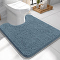 OLANLY U-Shaped Toilet Rugs - Extra Soft Chenille Bathroom Mat | 24x24, Quick-Dry, Non-Slip, Airy Blue