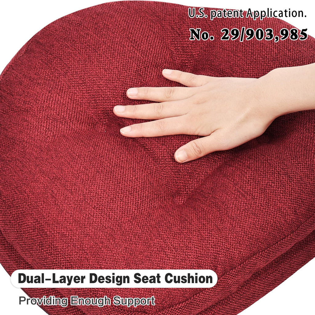 baibu Dining Chair Cushions Set of 4, Dual-Layer Patented Design Memory Foam Windsor Seat Pads, Kitchen Chair Cushions with Ties & Textured Cover, 17x 15.5 x 3.5in, 4 Pack, Red