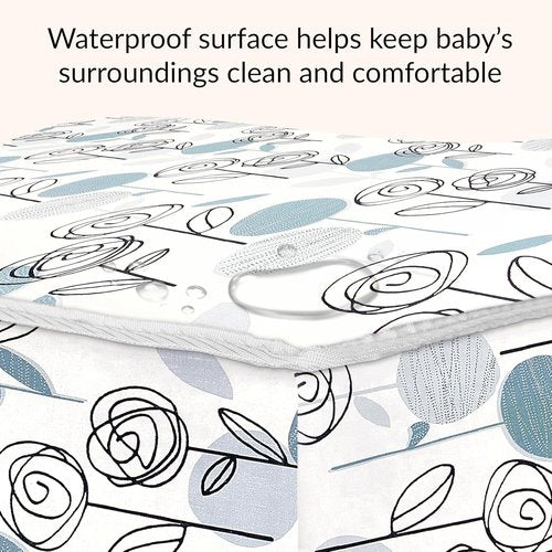 Dream On Me Nap Nest Crib & Toddler Mattress - Dual-Sided Waterproof 5” Design with 88 Coils, GREENGUARD Gold Certified | Teal Flowers