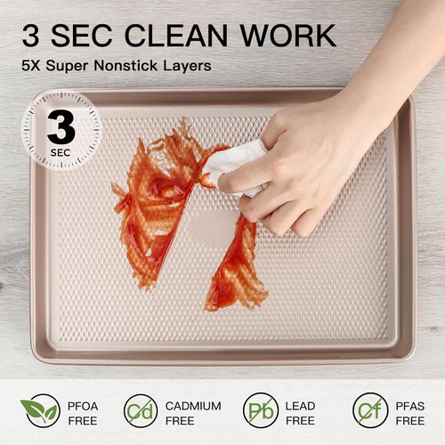 HONGBAKE Quarter Sheet Pans - Nonstick Commercial Baking Sheets with Diamond Texture | 9 x 13 Inches, 2-Pack