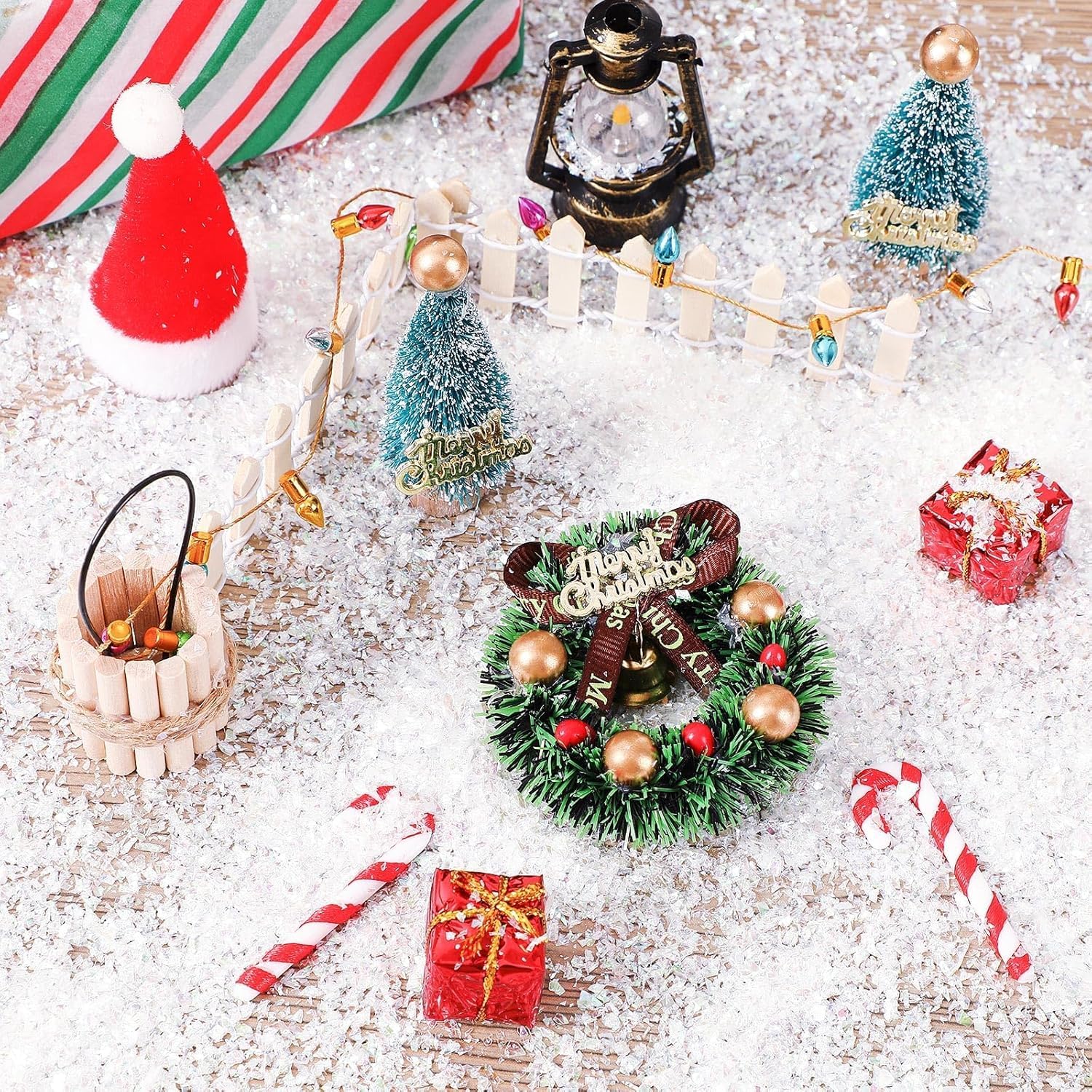 Skiennix 14oz Artificial Faux Snow - Sparkly White Glitter for Christmas Village Decor | 400g