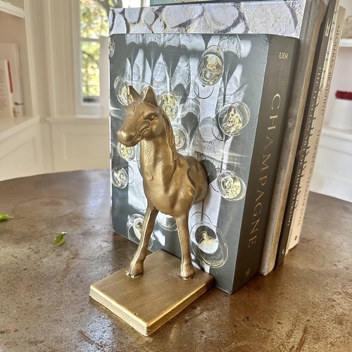 Fox Run Horse Decorative Bookend Set, 100% Iron, 4.5" x 3.75" x 9" Heavy Bookends