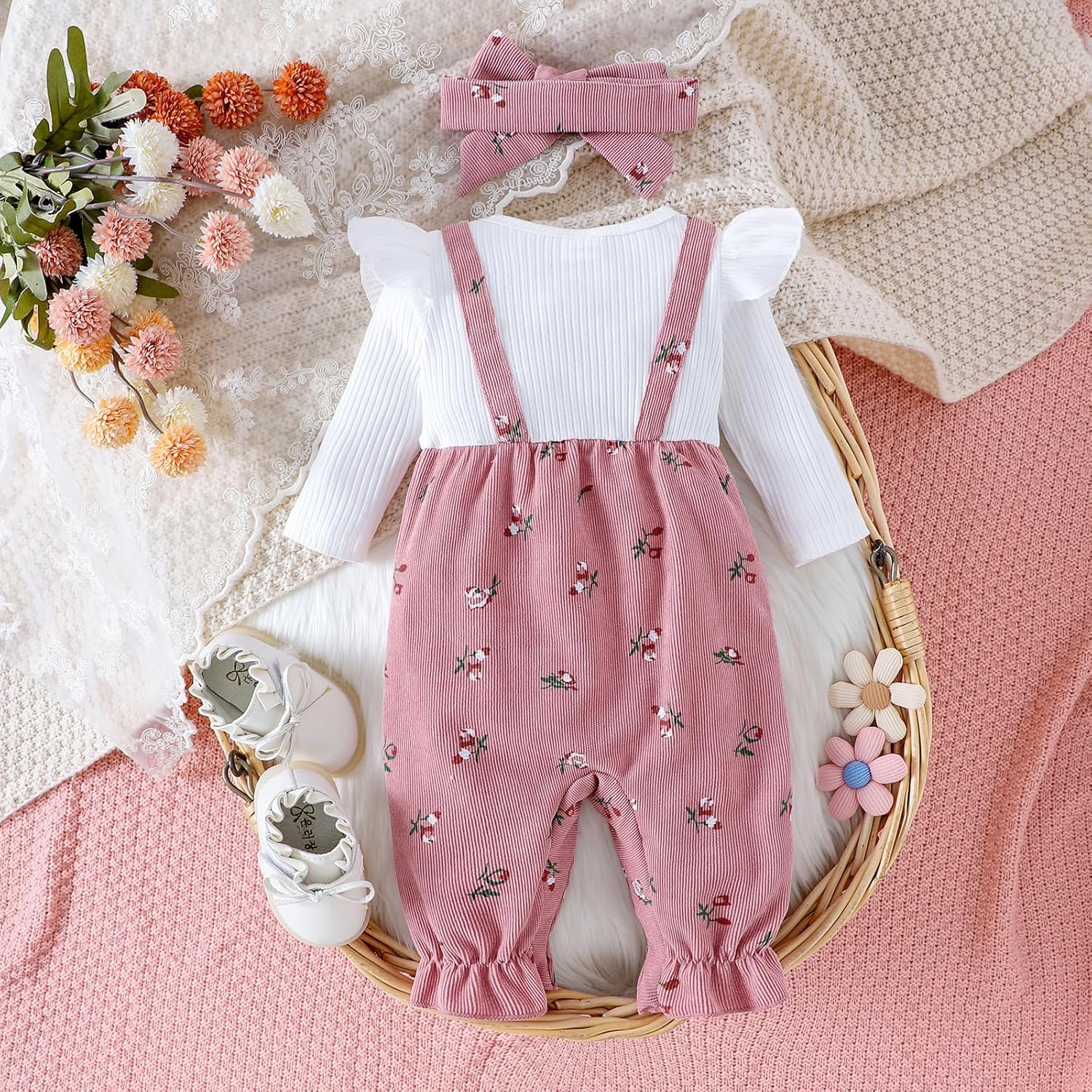 YINGISFITM Newborn Baby Girl Long Sleeve Romper - Cozy One-Piece Jumpsuit for Fall/Winter | 0-18 Months