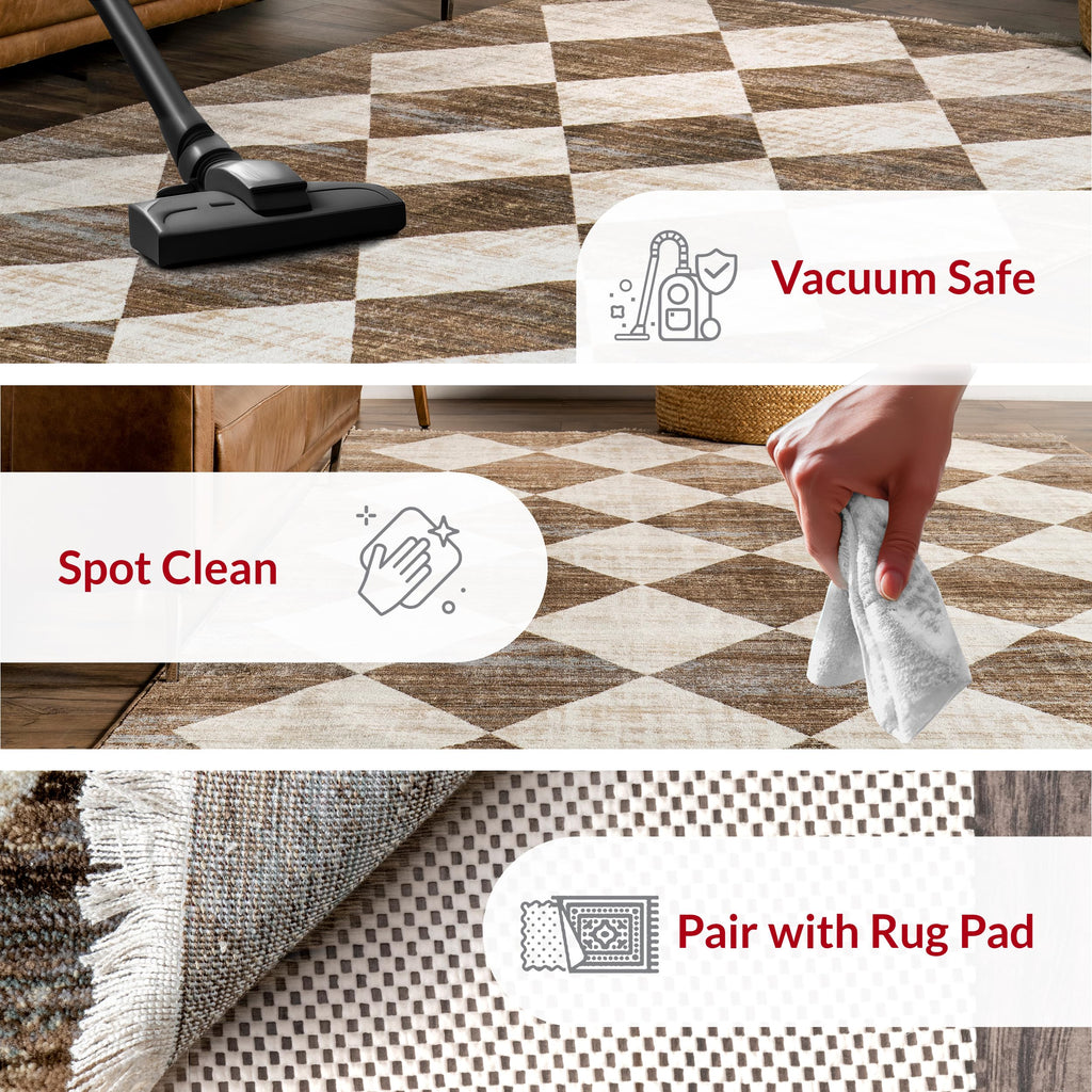 Nuloom Fringed Performance Meline Beige/Blue/Ivory, 2'8" x 7'10", Checkered, Soft and Cozy, High Traffic, Stain Resistant, Easy Clean, Durable Runner for Bedroom, Living Room, Dining, Den, Foyer