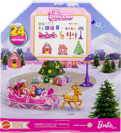 Barbie Mini Land Advent Calendar - 1.5-Inch Dolls & 24 Surprises for Winter Village Playtime