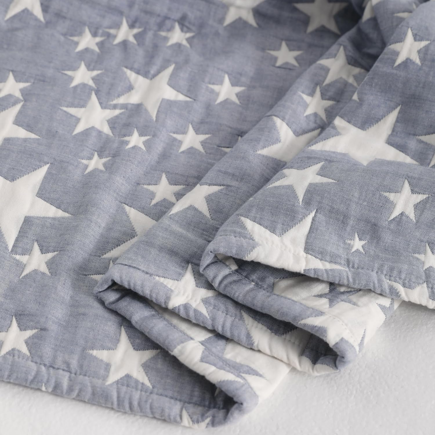 NTBAY Oversized Muslin Cotton Toddler Blanket - Super Soft Reversible Nursery Bed Blanket, 45"x60", Blue/White Star