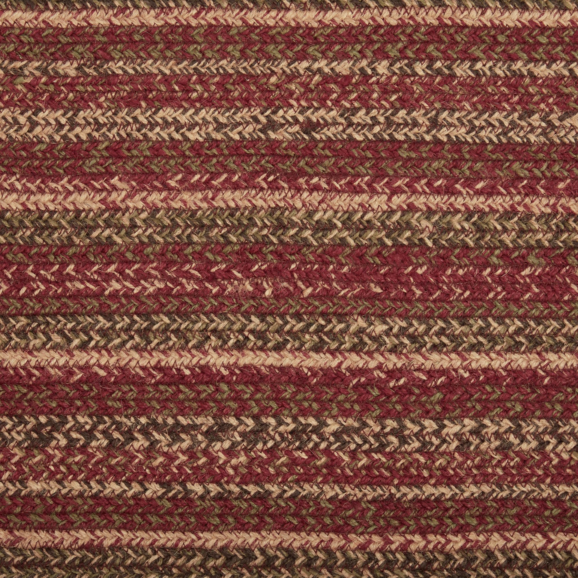 VHC Brands Cider Mill Primitive Jute Red Textured Striped Oval Kitchen Table Runner 13"x36"